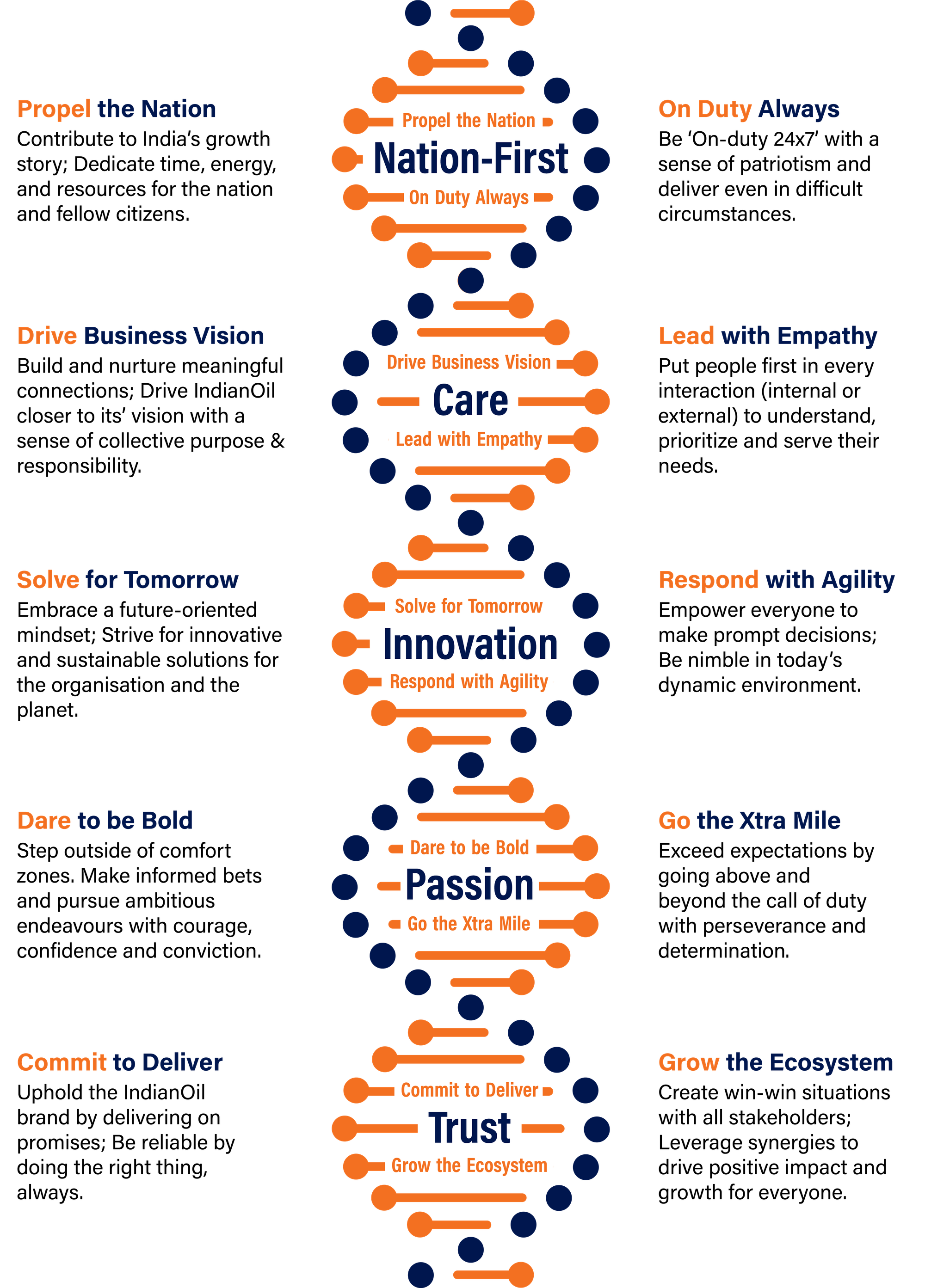IndianOil Values - DNA Structure Infographic